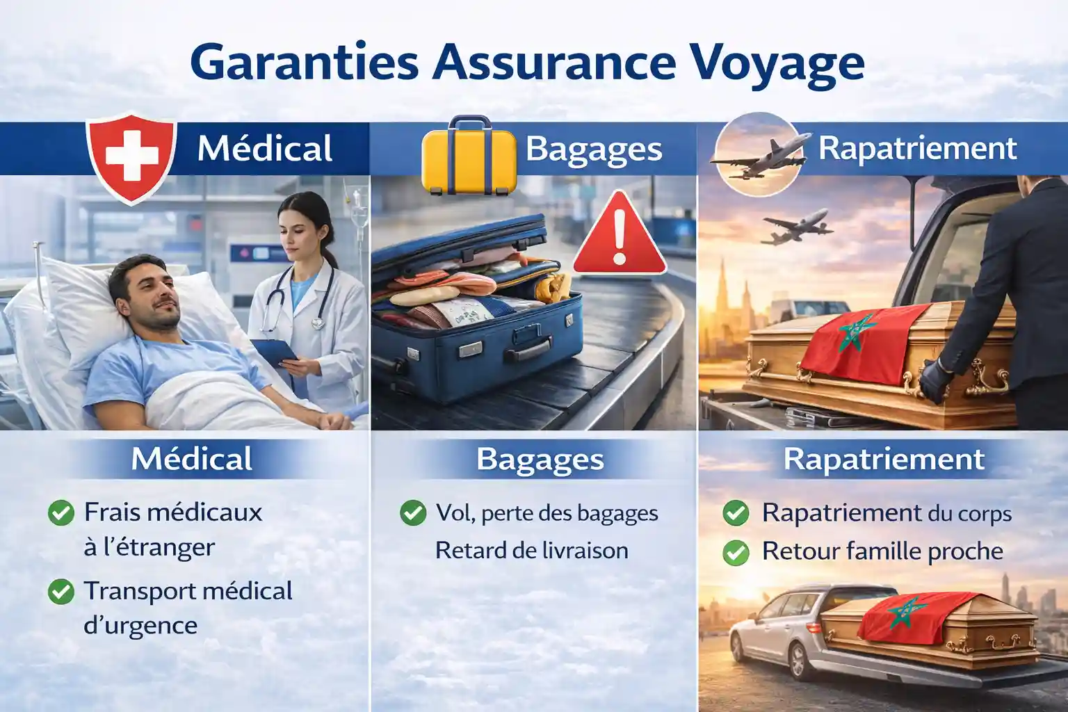 Détails des garanties assurance voyage Schengen et Monde