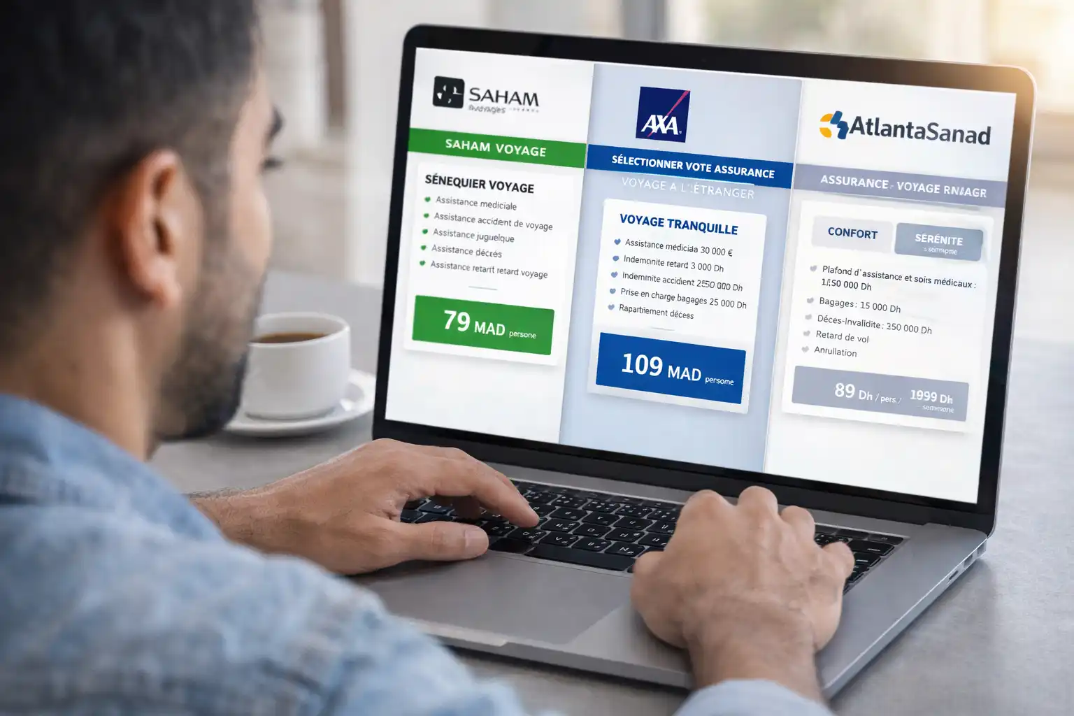 Graphique comparatif des prix assurance voyage Maroc